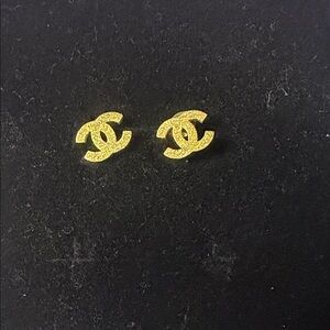 Stainless steel Gold glitter Logo mini Earrings